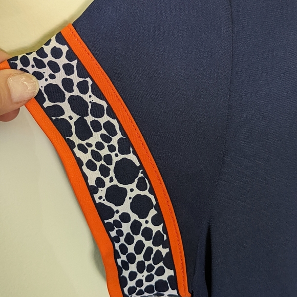 Michael Kors Dress Retro Size Small Lightweight Navy Blue and orange with print - Picture 5 of 10